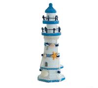 Phare décoratif en bois fini à la main pour décoration d'intérieur côtière avec sensibilité au design méditerranéen (23 cm)