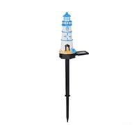 Phare solaire de jardin 43,2 cm Auto On Garden Solar Lighthouse (bleu) | Lumière chaude et étincelante, capteur automatique du crépuscule à l'aube, hauteur de 43,2 cm, finition en résine rouge