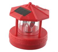 Phare solaire de jardin pour décoration, rotatif à 360° avec 2 panneaux, IP44 résistant aux intempéries, ABS, fonction crépusculaire automatique pour pelouse et chemin, rouge/noir (rouge)