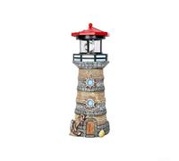 Phare solaire de jardin pour décoration rotative LED étanche solaire | Capteur automatique, activé par crépuscule, charge pendant la journée, autonomie de 4 à 10 h, avec détails blancs