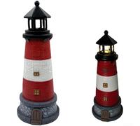Phare solaire décoratif de jardin LED rotatif en résine imperméable pour décoration de terrasse, cour, bleu et rouge, 32,5 cm (B)