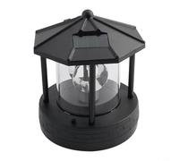 Phare solaire rotatif à 360° - Lampe de jardin en ABS étanche - Lampe décorative d'extérieur avec marche/arrêt automatique pour pelouse, cour, patio, paysage, noir (noir)