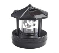 Phare solaire rotatif de jardin avec deux panneaux pour décoration extérieure pelouse allée noir et rouge étanche (noir)