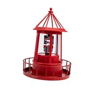 Phare Solaire Rotatif Rouge Grand Modèle pour Jardin et Cour | Décoration Lumineuse Extérieure LED, ABS et Fer, Design Vivant et Chic, Usage Jardin