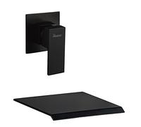 PHASAT Robinet Mitigeur Mural Salle de Bain Robinet Cascade Noir pour Lavabo Baignoire avec 20 cm Bec Extra Large BB02E