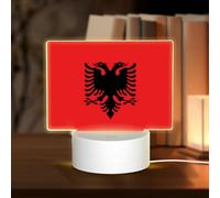 PHAYAH Veilleuse LED rectangulaire à motif drapeau albanais avec câble USB réglable 3 couleurs pour chambre d'adultes et d'enfant