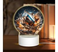 PHAYAH Veilleuse ronde à LED avec câble USB réglable 3 couleurs pour chambre d'enfant et adulte Motif rugby sur feu