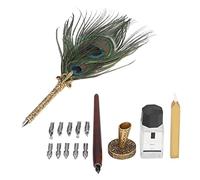 Phefop Ensemble de Stylos Plume en Bois avec Plume en Acier Inoxydable et Plumes Remplaçables 29 X 4,8 X 12 Cm Ensemble de Calligraphie pour l'écriture, le Dessin, les Arts et l'artisanat, Adultes