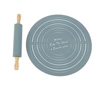 Phefop Ensemble de Tapis de Cuisson pour Pâtisserie, Tampon de Pétrissage en Silicone avec Rouleau à Pâtisserie en Hêtre, Rond Antiadhésif de 11,8 X 1,8 Po, 13,2 Po, pour Biscuits, Pâtes, Pain, (GREY)