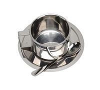 Phefop Ensemble de Tasses à café en Acier Inoxydable, Tasses Isolées à Double Paroi, 4, 6,8 Oz, avec Cuillère, pour Cappuccino, thé, Lait, Maison, Bureau, café, Camping (200ML)