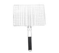 Phefop Panier à Grillades Pliable pour Barbecue, Cuisson en Acier au Carbone avec Poignée en Bois pour Légumes, Parfait pour les Crevettes et les Steaks, Zone de Cuisson de 12,6 X 8,9 Pouces pour (A)