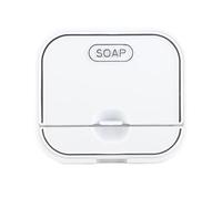 Phefop Porte Savon Mural, Support Savon avec Couvercle Rabattable et Plateau D égouttage, for Salle de Bain et Cuisine (White)