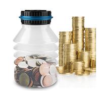 Phefop Tirelire Numérique LCD Pot de Comptage de Pièces ABS PC Compteur de Pièces en Euros Pot d'économie d'argent Rétractable de 1,8 à 2,0 L avec Boutons Manuels pour les Enfants et l'usage