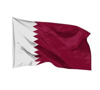 PHENO FLAGS Drapeau du Qatar 90x150 cm - Drapeau national en polyester résistant aux intempéries avec double couture et œillets en métal