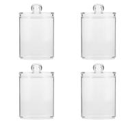 PHENOFICE 4 Pièces Bocal Transparent avec Couvercle pour Salle de Bain | Récipient à Boules de Coton, Format Compact, pour Coiffeuse, Cosmétiques, Usage Quotidien