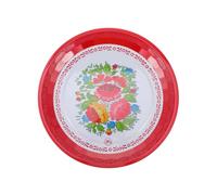 PHENOFICE Assiette Émaillée Ronde Rouge Vintage en Émail 35 Cm pour Maison et Thé de L'après-midi Style Rétro Décoratif