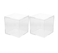 PHENOFICE Boîte à Dragées pour Mariage en Plastique Transparente, Lot de 2, Design Carré Élégant, Solution de Rangement Polyvalente et Gain de Place pour Célébrations