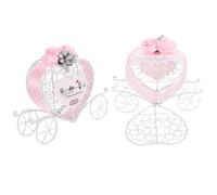 PHENOFICE Boîtes à Bonbons Forme Calèche Cœur Lot de 2 de Mariage en Métal Coffret de Rangement Rose Contenant à Dragées Décoratif pour Fête et Cadeau pour Mariage et Communion