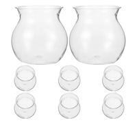 PHENOFICE Bonbonnières Design Créatif de Poupée Tête d'herbe Lot de 8 en Plastique Incassables Facile à Observer la Croissance pour Succulentes pour Présentoir ou Étagère