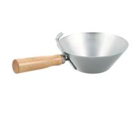 PHENOFICE Cement Scoop With Wooden Handle Stainless Steel Masonry Bucket Scoop For Stucco Mixing Wide Mouth Mud Pan For Mortar And Grout Transfer Plaster And Concrete Tool