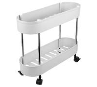 PHENOFICE Chariot Réglable à Rangement à 2 ou en de Niveaux Plastique roulettes Design Double Couche, Facile à Nettoyer, Position Cuisine, Salle de Bain Chambre