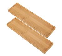 PHENOFICE Lot de 2 Soucoupes en Bambou Réutilisables pour Pots de Fleurs et Jardinières, Plateau Rectangulaire Solide et Résistant la Décoloration pour Jardin Intérieur