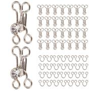 PHENOFICE Lot de 20 Crochets de Collier en Métal Argenté pour Fermeture de Soutien-gorge et Ceintures, Style Rétro, pour Couture et Bricolage
