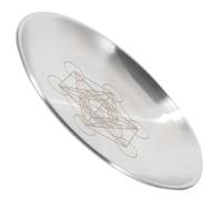 PHENOFICE Plateau Rond en Acier Inoxydable Argenté Design Unique pour Rituel et Bougie, Surface Lisse Résistante la Déformation, pour Occasions Spéciales et Bureau
