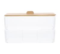 PHENOFICE Porte-Coton Résistant à l'abrasion avec Compartiments en Acrylique et Bambou Compact Organisateur de Produits de Toilette Pratique pour Bureau et Hôtel