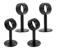 PHENOFICE Support de Tringle à Rideaux de Plafond Polyvalent Noir en Acier Inoxydable, Lot de 4 Pièces, Rond, Facile à Installer pour Décoration Intérieure