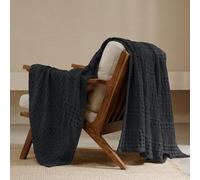 PHF Couverture à Tissage gaufré 100% Coton, Douce, légère, délavée, Toutes Saisons, Respirante et Douce pour la Peau, pour canapé, lit, Sofa, 127 x 152,4 cm, Noir