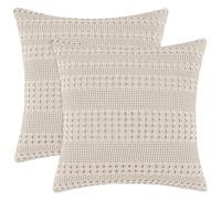 PHF Lot de 2 Housses de Coussin à Tissage gaufré 100% Coton, 61 x 61 cm, Coque carrée de Luxe pour décoration d'intérieur élégante, sans Rembourrage, Housses de Coussin Douces esthétiques et Douces