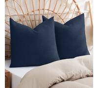 PHF Lot de 2 Housses de Coussin européennes 100% Coton gaufré texturé, 66 x 66 cm, décoration d'intérieur pour lit, canapé, canapé, sans Remplissage, Housses Basses pour lit, canapé, sans