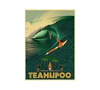 PHGFK Affiche De Voyage Vintage Teahupoo Surf Toile Tableau Peinture Anime Art Mural RéTro Bandes DessinéEs Nordique Salon Maison Decoration Murale Tableaux 40x60 Cm Sans Cadre