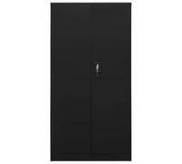 PHGTYUK Armoire à casier en acier noir 90 x 40 x 180 cm | 4 étagères, espace de rangement pour vêtements, balai, aspirateur, cannes à pêche, penderie, armoire de rangement