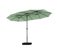PHI VILLA Parasol rectangulaire avec support, grand, 270 x 450 cm, pour jardin, terrasse, avec manivelle, protection UV, résistant au vent, Vert menthe, 2.7 x 4.5 metros (canopy), 2.49 metros (shaft)