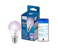 PHI WFB 60W A60 E27 822-65 RGB 1PF FFS | Lumière Couleur et Blanc Réglable 2200-6500 K, Smart LED, 806 lm, Gradation Faible, Connected by WiZ, Maison Intelligente
