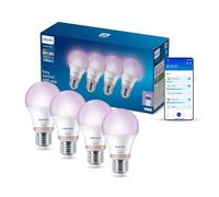 PHI WFB 60W A60 E27 822-65 RGB 4CT FFS | Lumière Couleur et Blanc Réglable 2200-6500 K, Smart LED, 806 lm, Gradation Faible, Connected by WiZ, Maison Intelligente