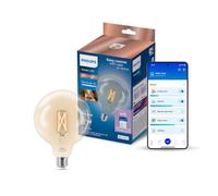 Philips Smart Lighting, Ampoule LED Connectée Filament G125, Culot E27, 806 lm, Lumière Blanche Réglable 2700-6500 K, Gradation Faible, Connected by WiZ, Alexa, Google Home, Apple Home