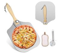 Phieeseriy Pelle a Pizza 30 cm, Pelle Pizza avec Support en Aluminium de Grande Surface, plus Stable, Professionnelle Pelle à Pizza avec en Bois Pliable la Cuisson de Pizzas, Pain