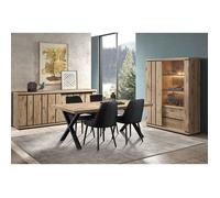 PHILEAS - Séjour avec Table 170 Piétement X Effet Claustra Finition Canyon