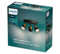Philips 8720169299955 Conduit, spot de plafond D196 mm, 3xGU10, noir, laiton, ClickFix