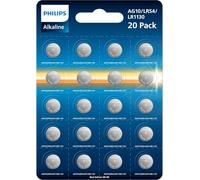 Philips Alcaline - Piles Bouton - LR54 (LR1130/AG10) - 1,5 V - Lot de 20