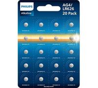 Philips Alcaline - Piles Bouton - LR626 (AG4) - 1,5 V - Lot de 20