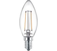 Philips Ampoule LED flamme transparente à filament 2W (25W) 2700K blanc chaud B35 E14