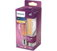 Philips - Ampoule LED en verre Equivalent 150W, standard E27, lumière blanc chaud 2700 Kelvin, transparente, non dimmable