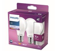 Philips ampoules LED E27 équiv. 75 W - lot de 2