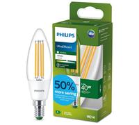 Philips ampoule LED Flamme 40W, 3000K Blanc, transparente, verre