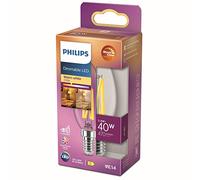 Philips ampoule LED Flamme E14 40W Blanc Chaud Claire, Verre, Compatible Variateur