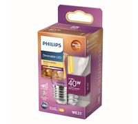 Philips ampoule LED Sphérique E27 40W Blanc Chaud Claire, Compatible Variateur, Verre